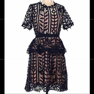Navy Floral Lace Dress